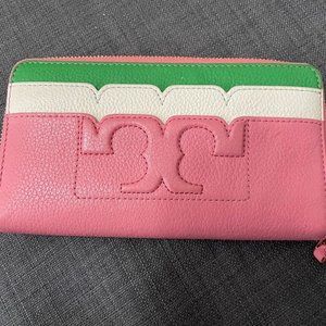 Tory Burch large continental wallet Pink Green wht